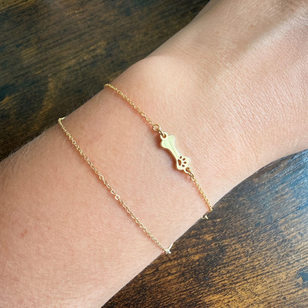 Dog Bone Bracelet in Gold