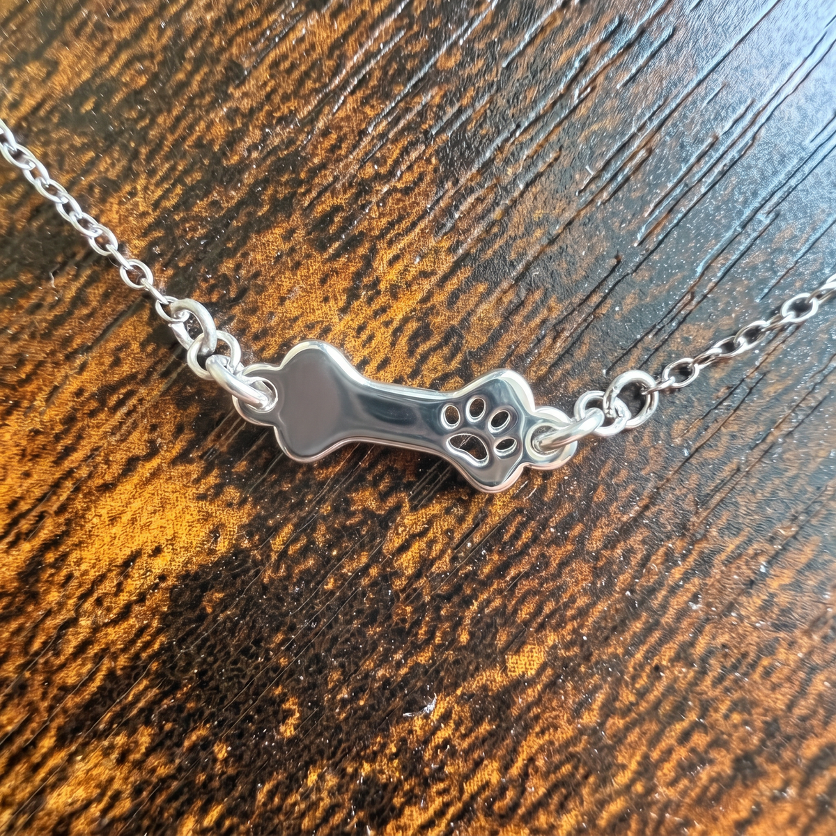 Dog Bone Bracelet in Silver